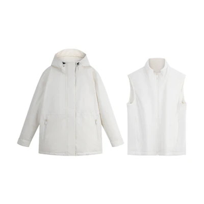 Calvin Klein Windproof Waterproof Fleece Down Vest Jacket Milk White J224596