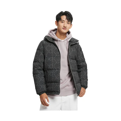 CALVIN KLEIN Winter Hooded Down Jacket with All-Over Letter Print J322998