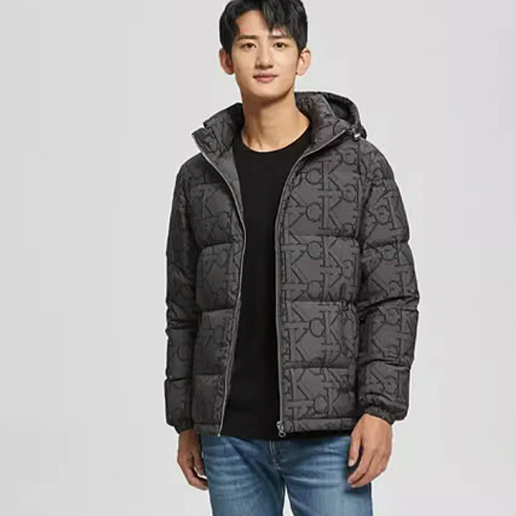 Purchase カルバンクライン 総柄レタープリント フード付きダウンジャケット 冬用 J322998