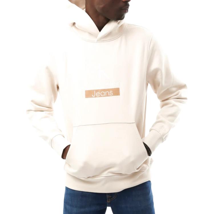 Calvin Klein Beige Letter Print Loose Fit Hoodie J30J323762-ACF
