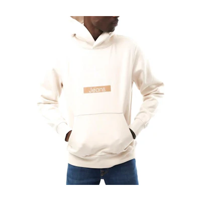 Calvin Klein Beige Letter Print Loose Fit Hoodie J30J323762-ACF