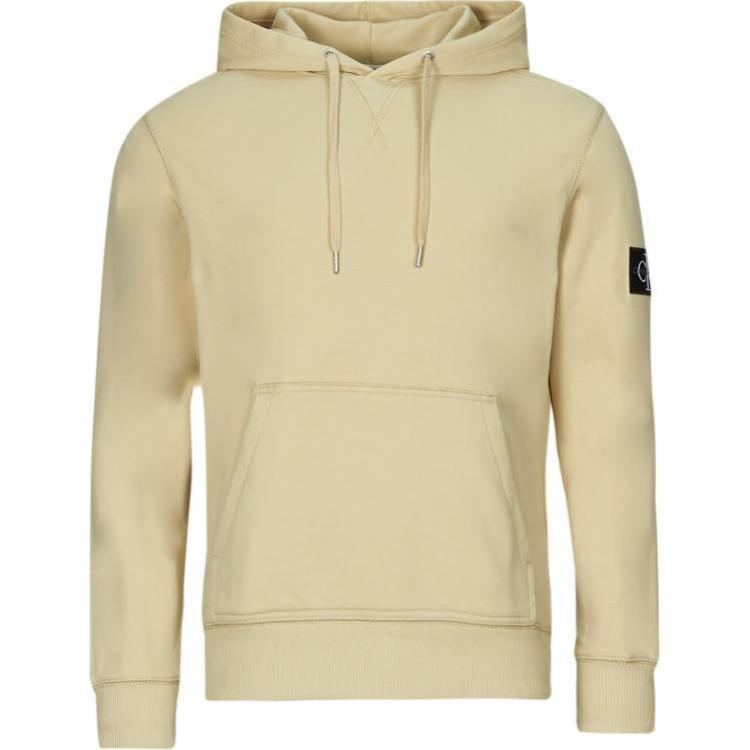 Calvin Klein Beige Solid Logo Patch Pullover Hoodie J30J323430-RAE