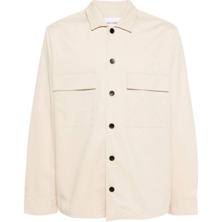 Calvin Klein Beige Solid Loose-Fit Button-Up Jacket K10K112988-ACE