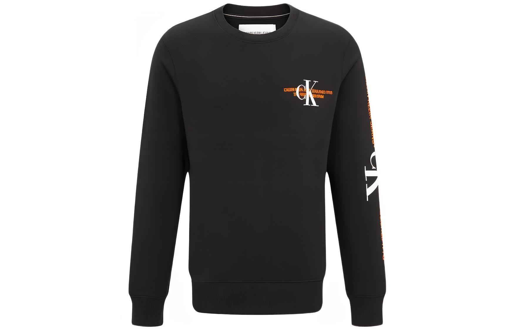 Calvin Klein Black Crewneck Letter Print Sweatshirt ZM01918-BEH