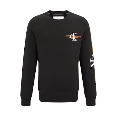 Calvin Klein Black Crewneck Letter Print Sweatshirt ZM01918-BEH