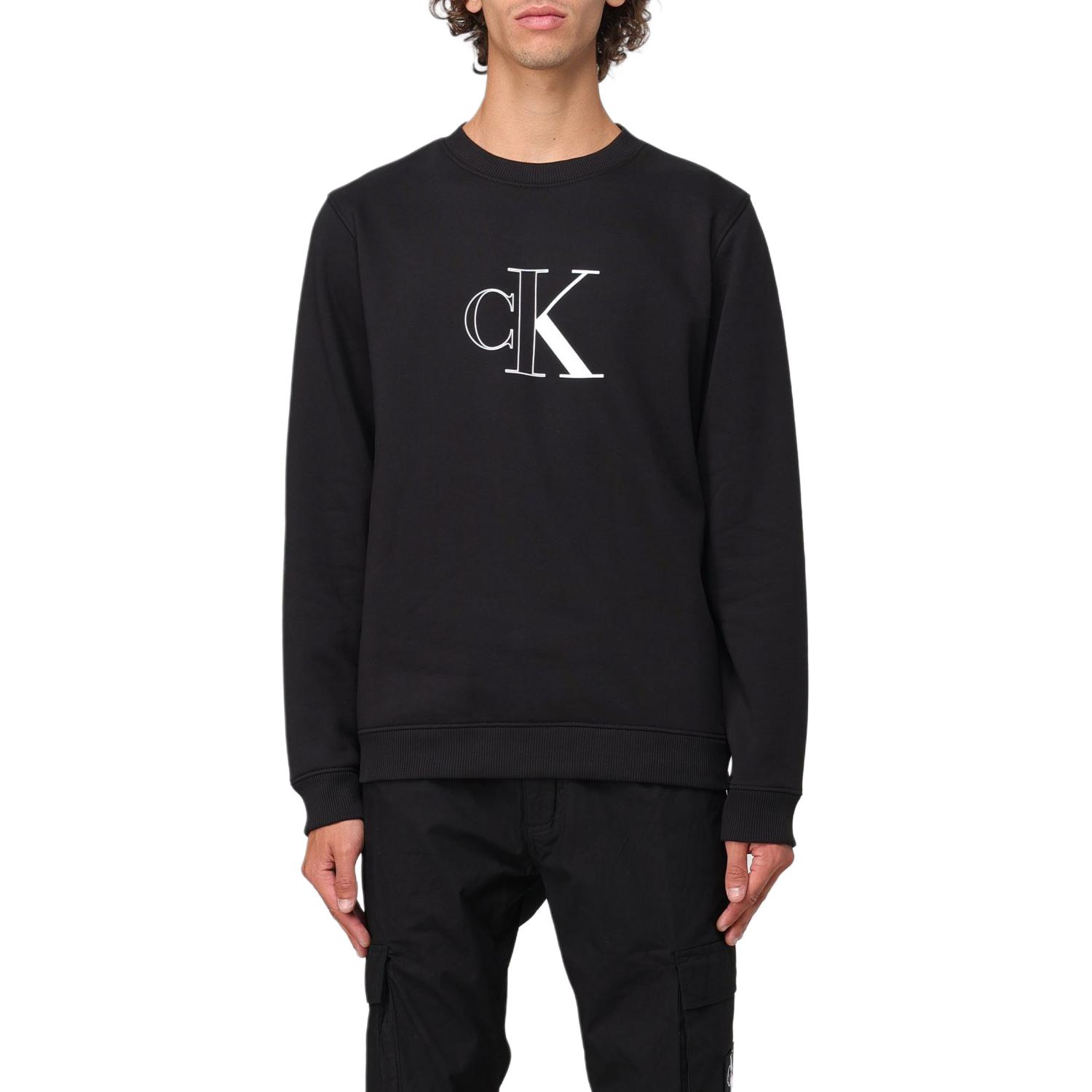 Calvin Klein Black Crewneck Logo Long Sleeve Sweatshirt J30J326034-BEH