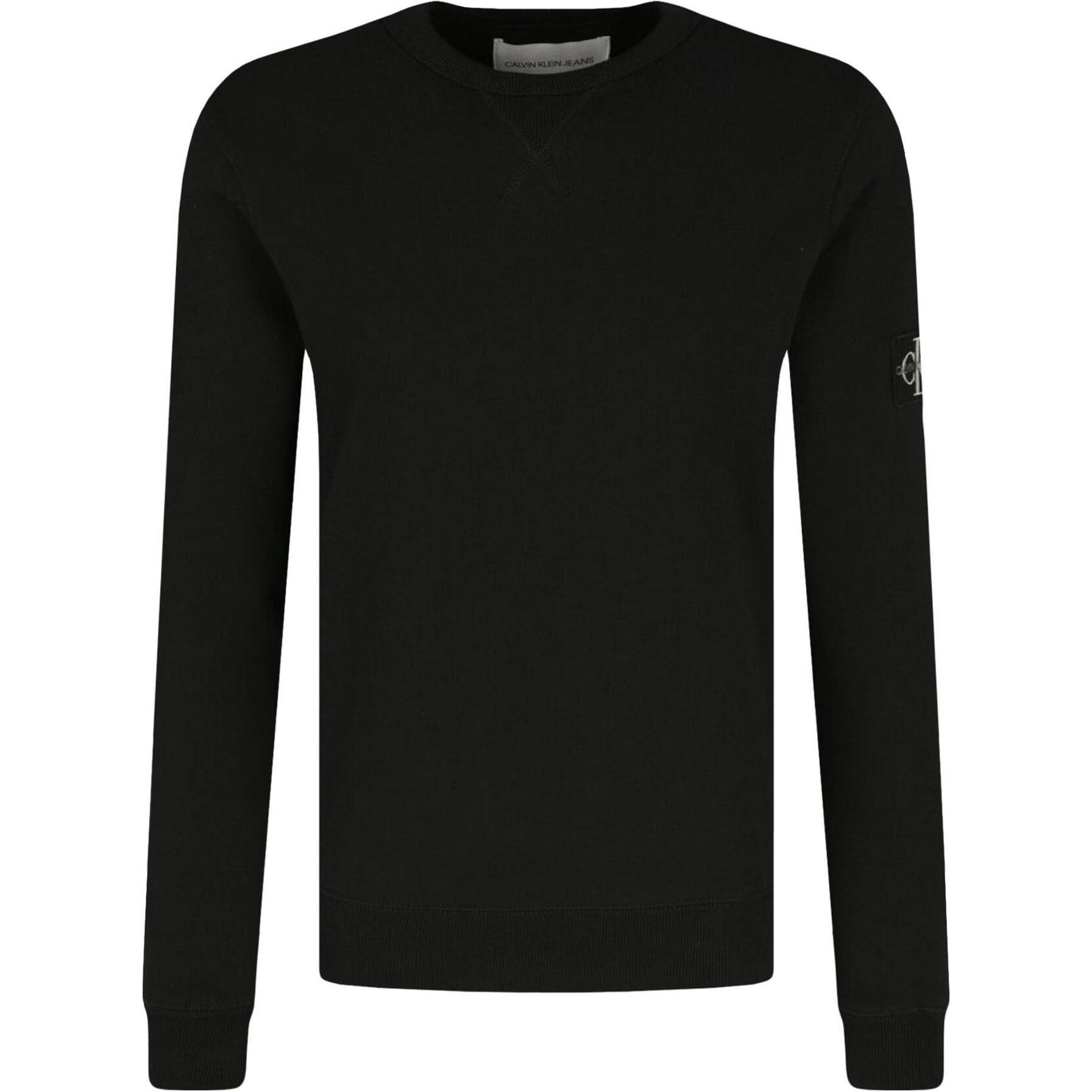 Calvin Klein Black Crewneck Sweatshirt with Logo Print for Men J30J314035-BAE