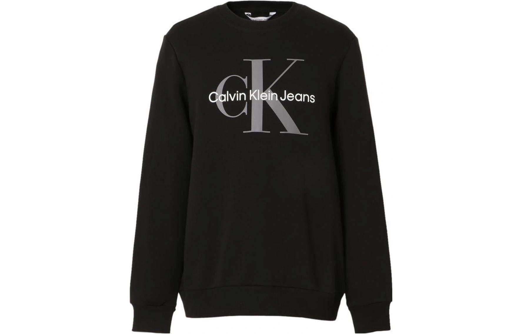 Calvin Klein Black Crewneck Sweatshirt with Solid Logo Print 40GC200-001