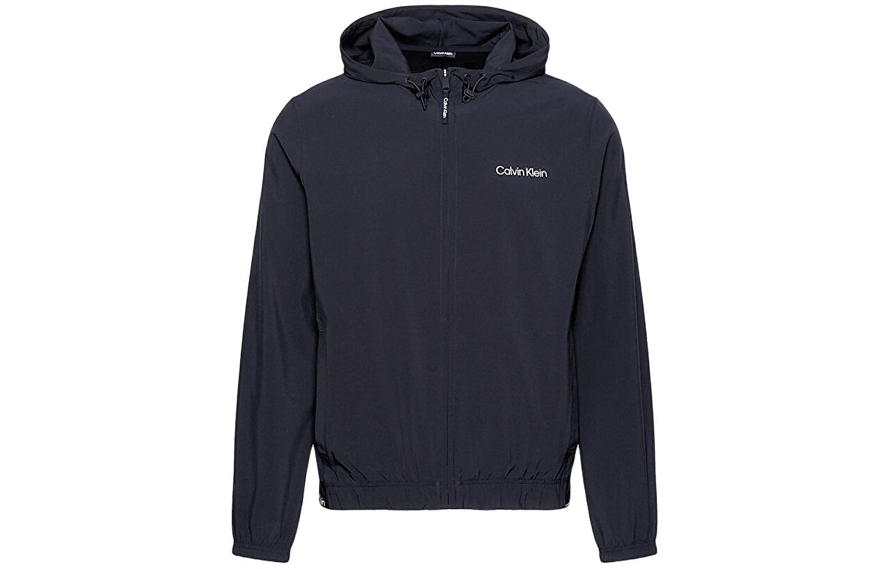 Calvin Klein Black Hoodie Jacket with Zipper Front and Print Detail 00GMS4O525-BAE