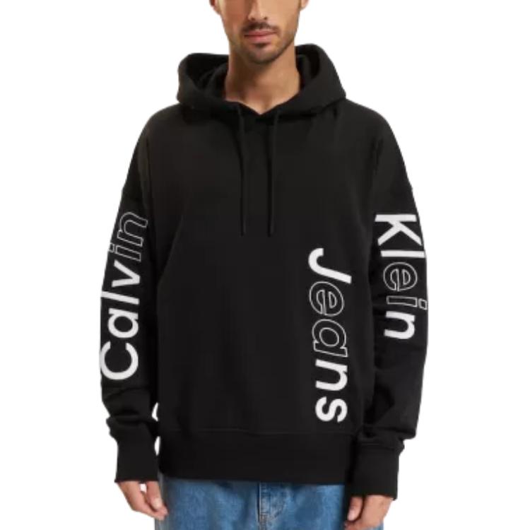 Calvin Klein Black Hoodie with Letter Print and Long Sleeves J30J325430-BEH