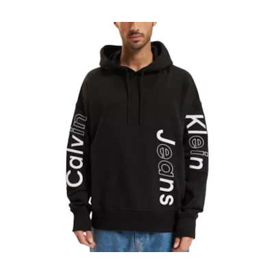 Calvin Klein Black Hoodie with Letter Print and Long Sleeves J30J325430-BEH
