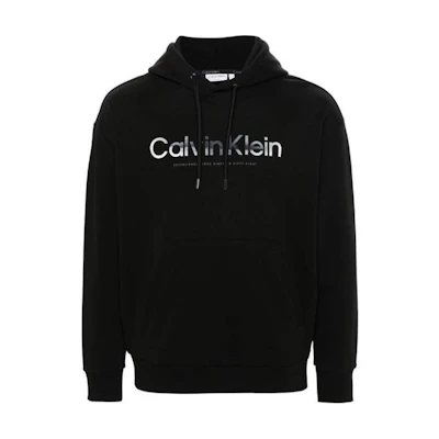 Calvin Klein Black Hoodie with Letter Print Long Sleeves K10K112952-BEH
