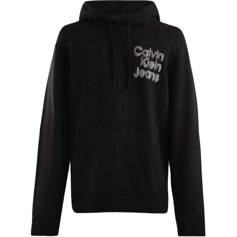 Calvin Klein Black Hoodie with Logo Print Long Sleeve Slim Fit J30J325927-BEH