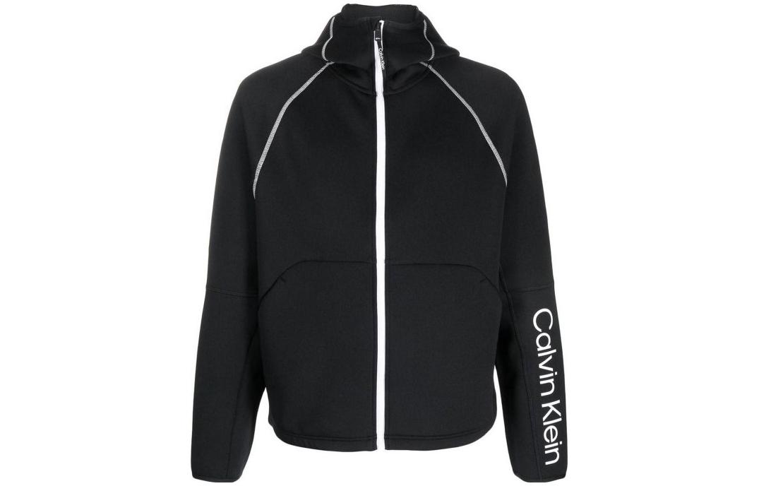 Calvin Klein Black Letter Print Zip-Up Hoodie GMF3J408-BAE