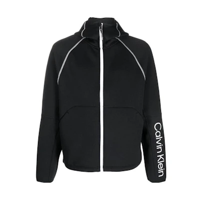 Calvin Klein Black Letter Print Zip-Up Hoodie GMF3J408-BAE
