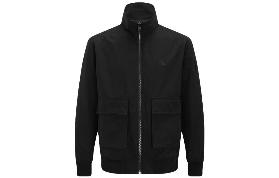Calvin Klein Black Logo Patch Zip-Up High Collar Jacket J321535-BEH