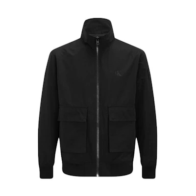 Calvin Klein Black Logo Patch Zip-Up High Collar Jacket J321535-BEH