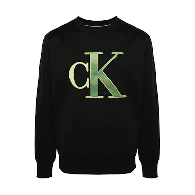 Calvin Klein Black Logo Print Crewneck Sweatshirt Long Sleeve J30J325028-BEH