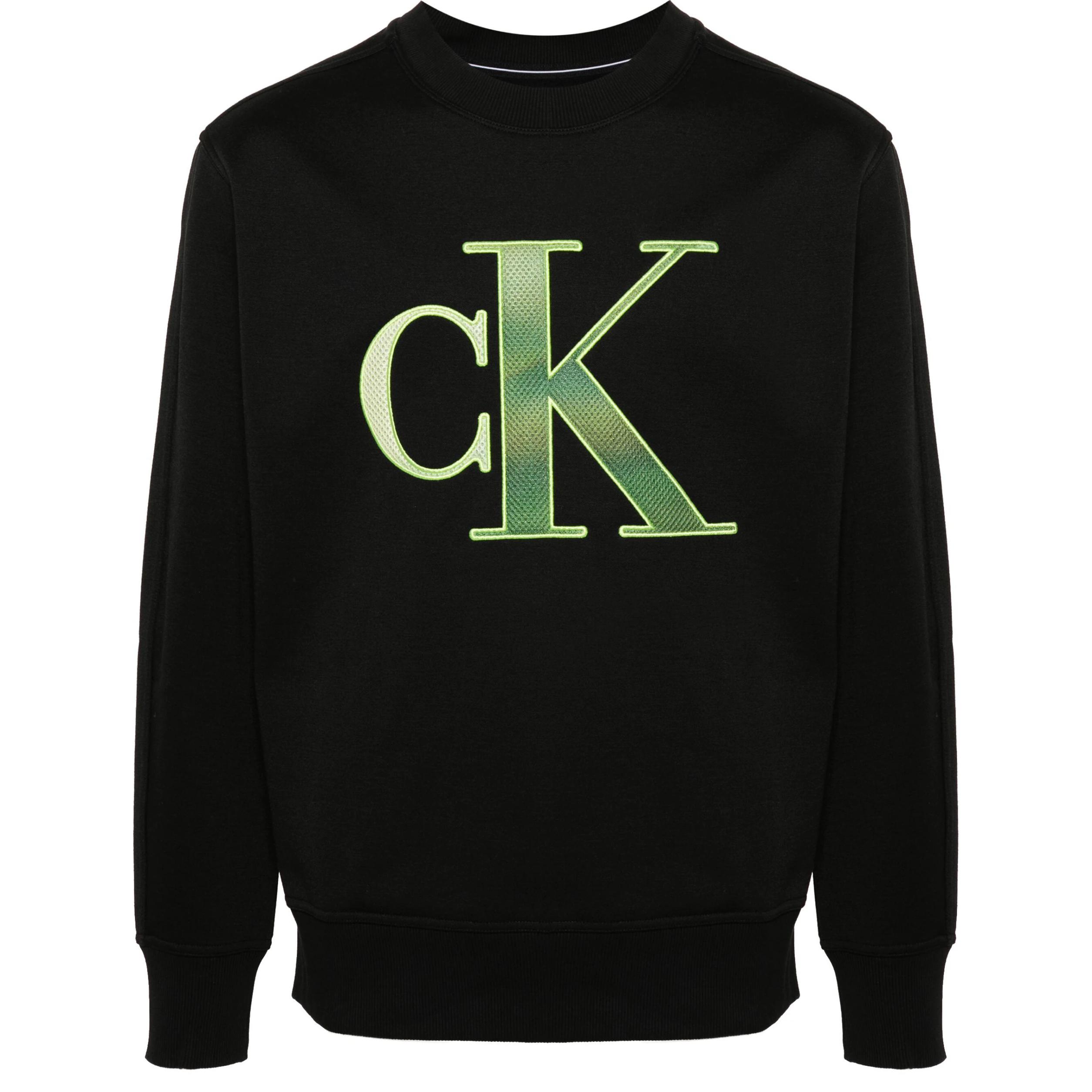 Calvin Klein Black Logo Print Crewneck Sweatshirt Long Sleeve J30J325028-BEH 圖 2
