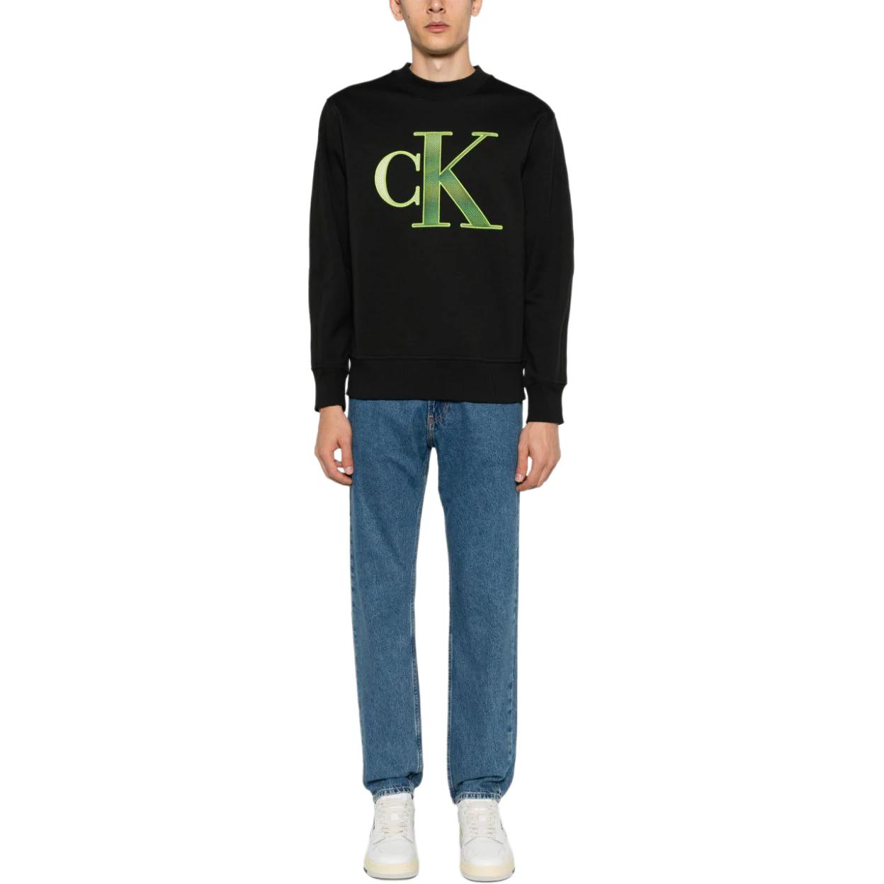 Calvin Klein Black Logo Print Crewneck Sweatshirt Long Sleeve J30J325028-BEH 圖 3