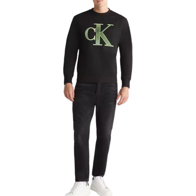 Calvin Klein Black Logo Print Crewneck Sweatshirt Long Sleeve J30J325028-BEH 圖 6