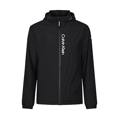 Calvin Klein Black Logo Windbreaker Waterproof Hooded Jacket CM455105-eby