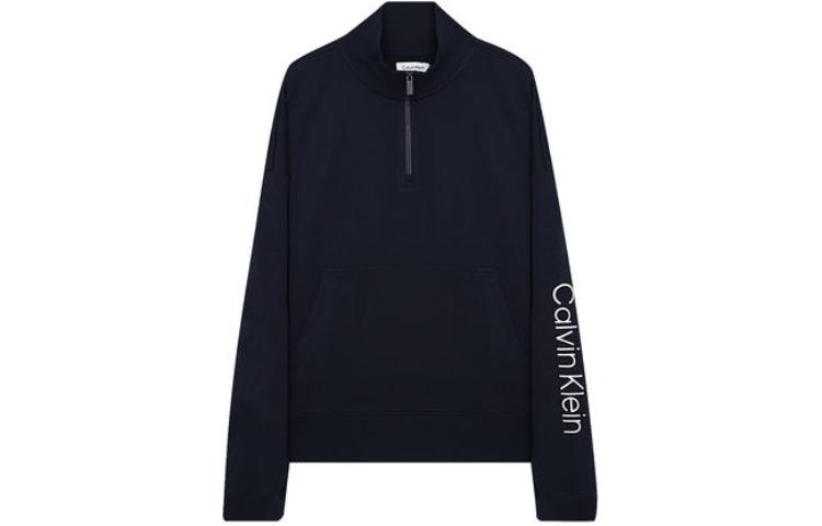 Calvin Klein Black Logo Zip-Up Sweatshirt Unisex Long Sleeve 40JM234-410