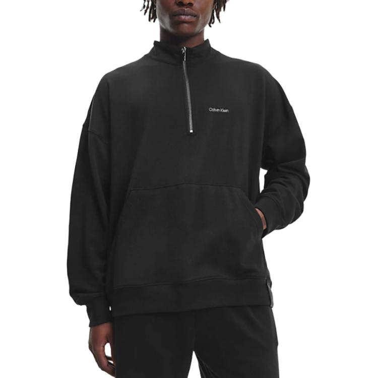 Calvin Klein Black Logo Zip High-Collar Lounge Sweatshirt 000NM2299EUB1
