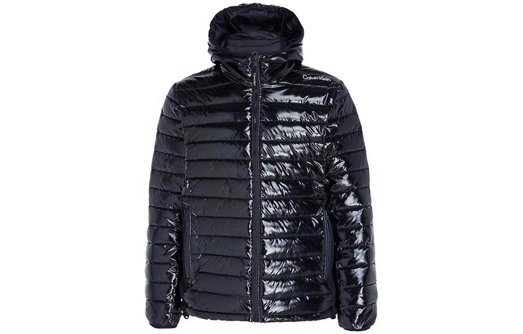 Calvin Klein Black Padded Nylon Jacket Shiny Hooded Long Sleeve Coat 00GMF3O515-BAE