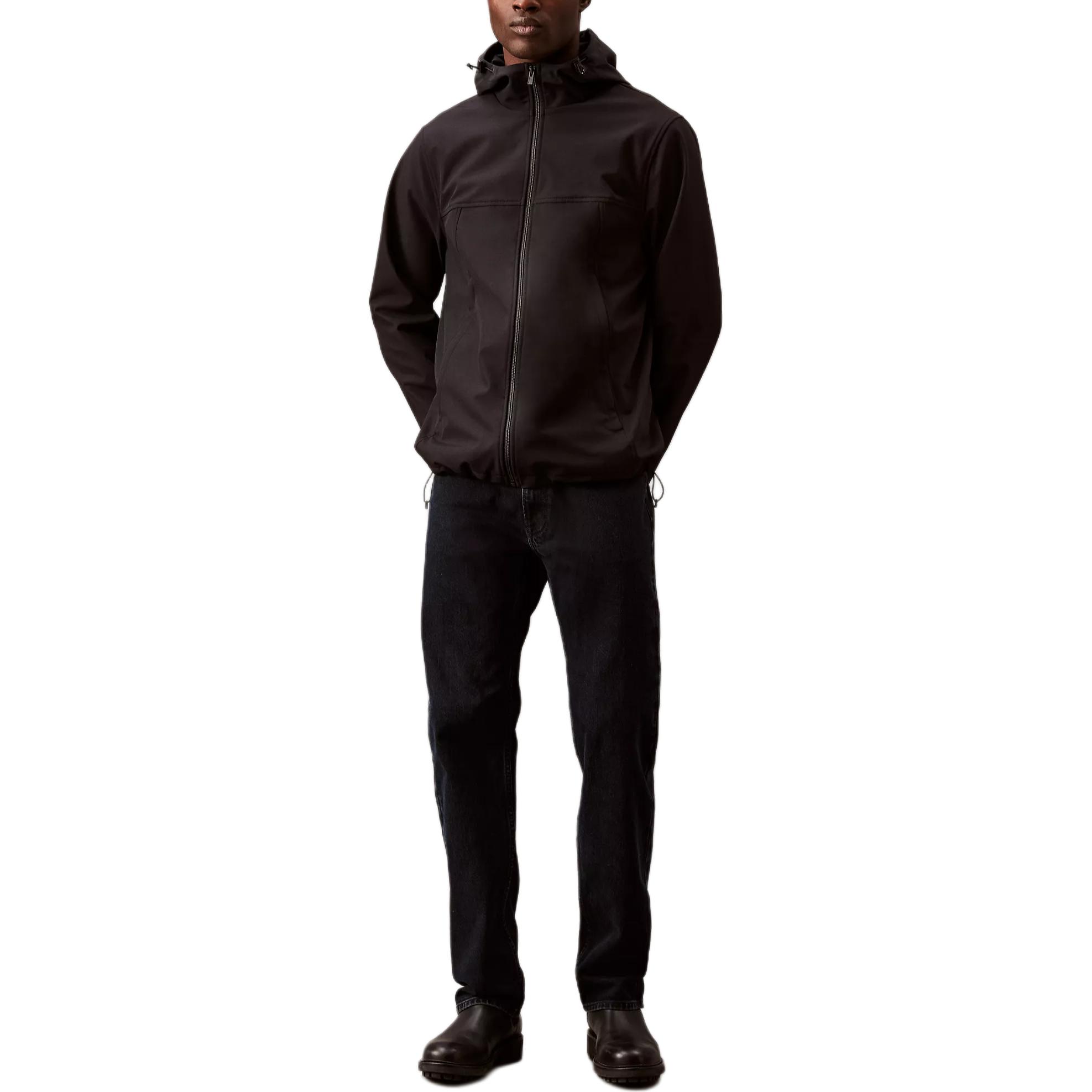 Calvin Klein Black Softshell Solid Hoodie Long-Sleeve Jacket 40BM527-001
