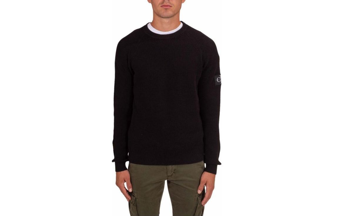 Calvin Klein Black Solid Crewneck Slim Fit Long Sleeve Sweatshirt J30J323989-BEH