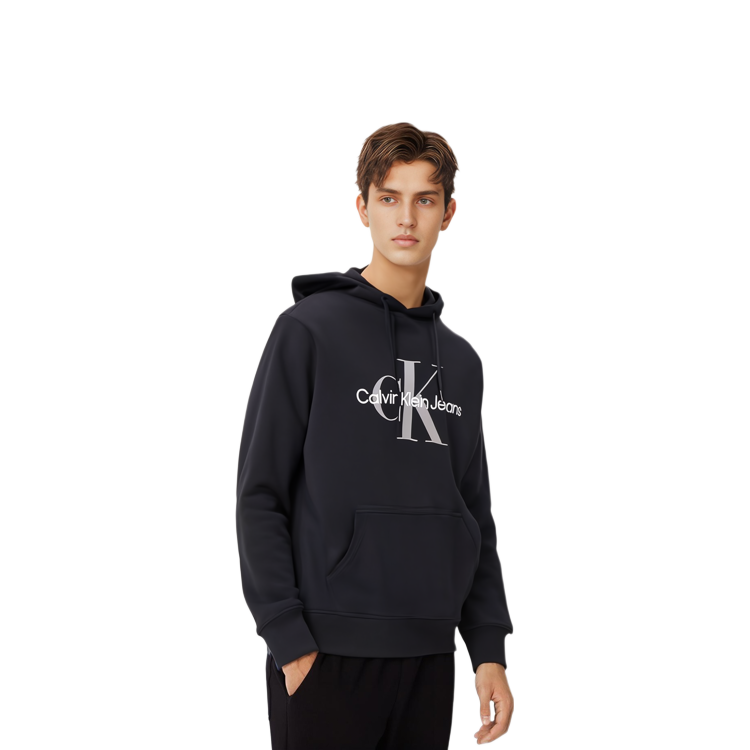 Shop Calvin Klein 黑色純色連帽休閒衛衣 J30J320805-0GR