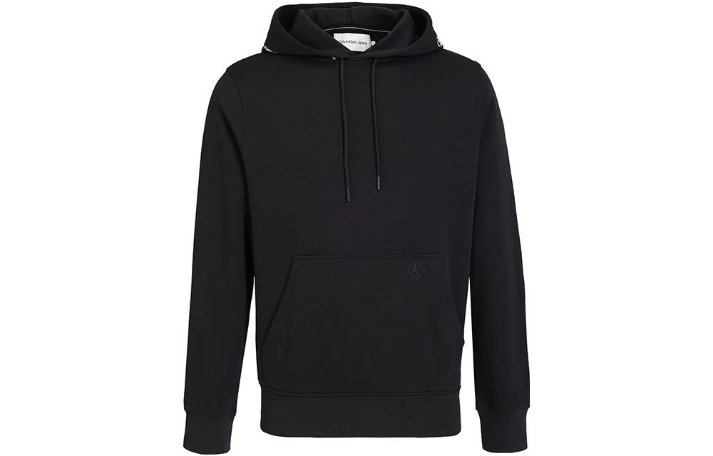 Calvin Klein Black Solid Pullover Hoodie with Drawstring J30J319701BEH