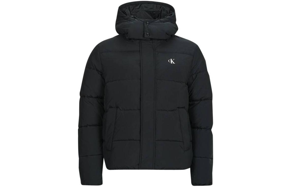 Calvin Klein Black Solid Zip-Up Hooded Down Jacket Long Sleeve J30J323708-BEH