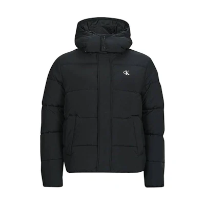 Calvin Klein Black Solid Zip-Up Hooded Down Jacket Long Sleeve J30J323708-BEH
