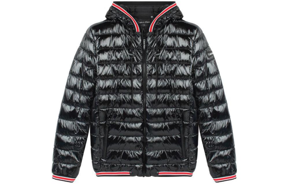 Calvin Klein Black Striped Long Sleeve Hooded Jacket CM152956-BLACK