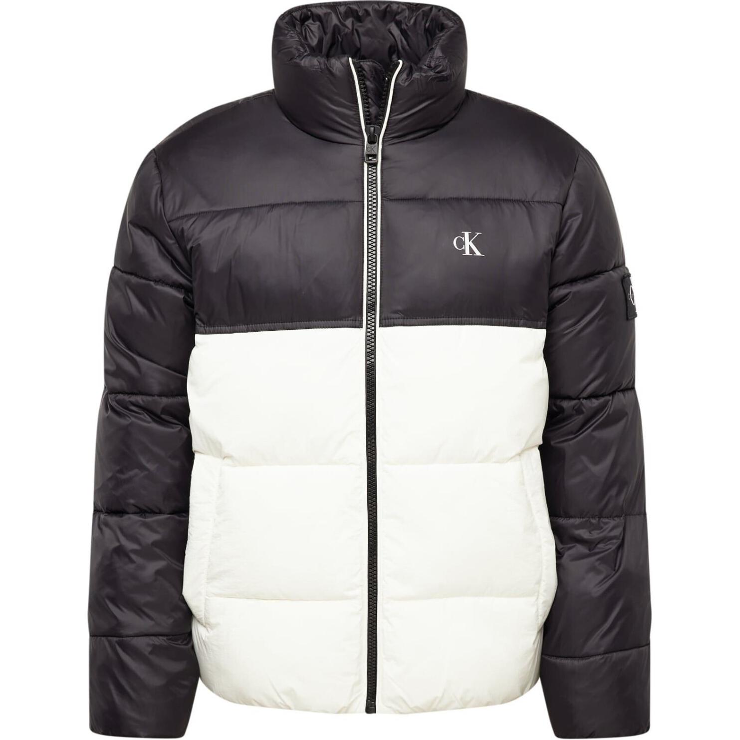 Calvin Klein Black White Letter Print Short Zip-Up Hoodie Jacket J30J325584-YBI