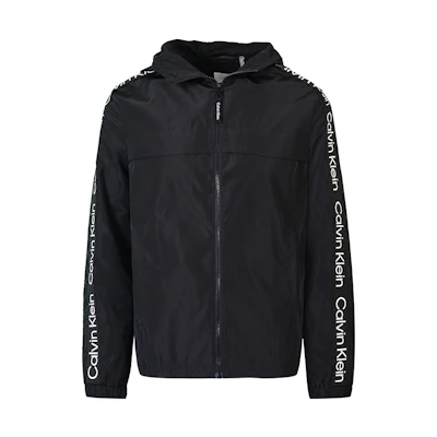 Calvin Klein Black Windproof Logo Print Zip Hoodie Jacket CM230597
