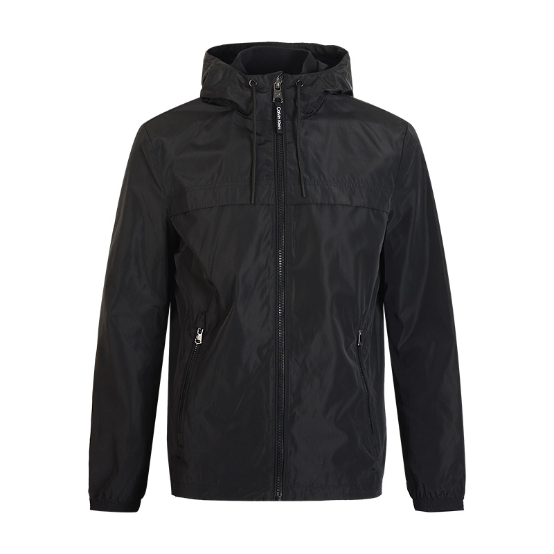 Calvin Klein Black Zip-Up Letter Print Hooded Jacket CM230137