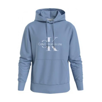 Calvin Klein Blue Hoodie with Letter Print and Loose Fit Long Sleeves J30J325429-CEZ