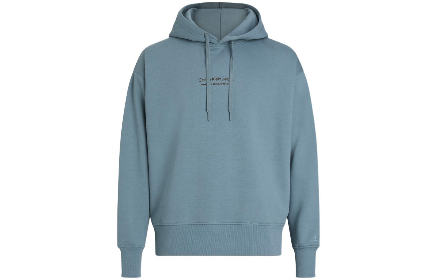 Calvin Klein Blue Hoodie with Letter Print J30J324629-CFQ