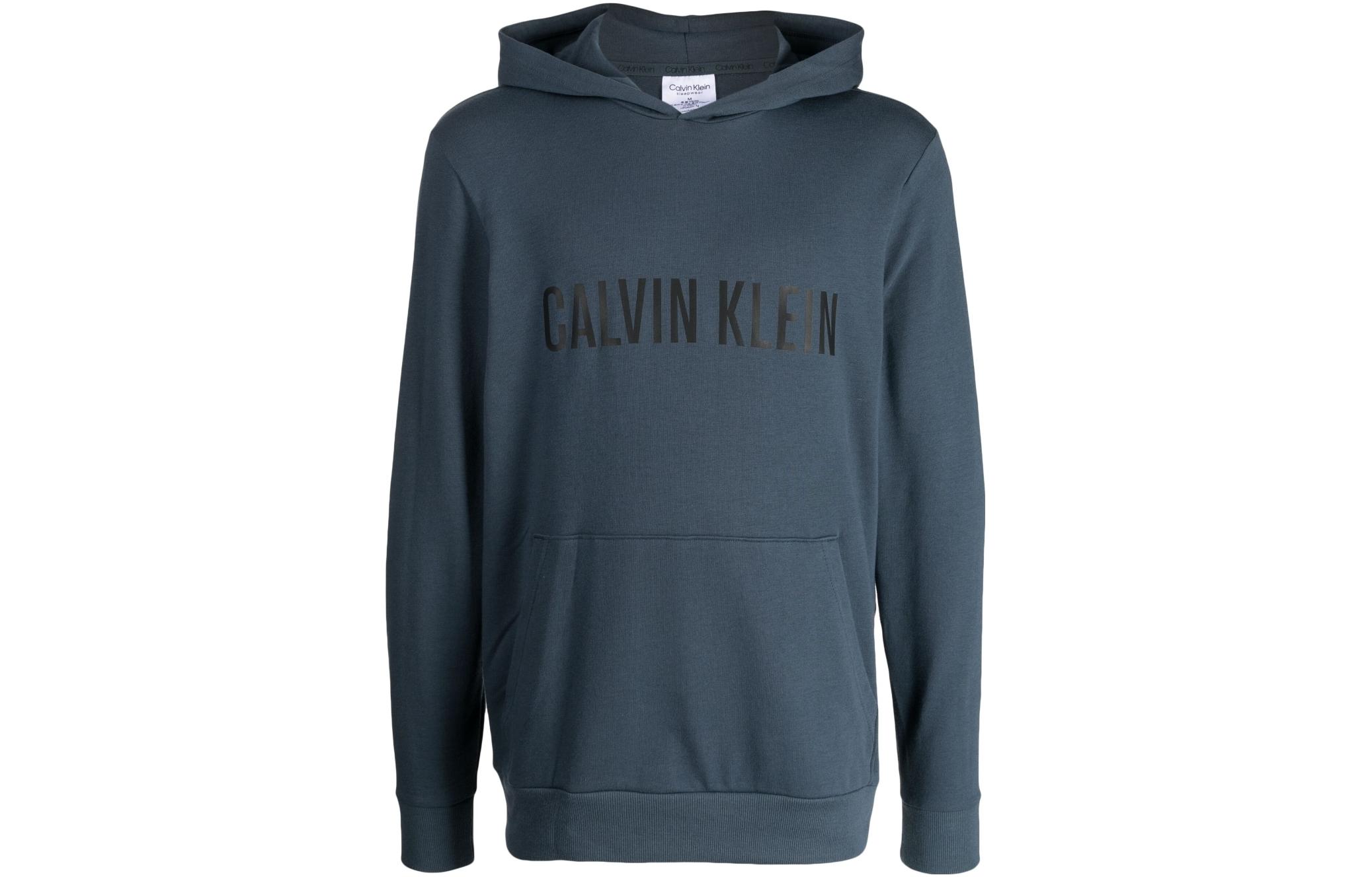 Calvin Klein Blue Hoodie with Logo Letter Print 000NM1966EDBA