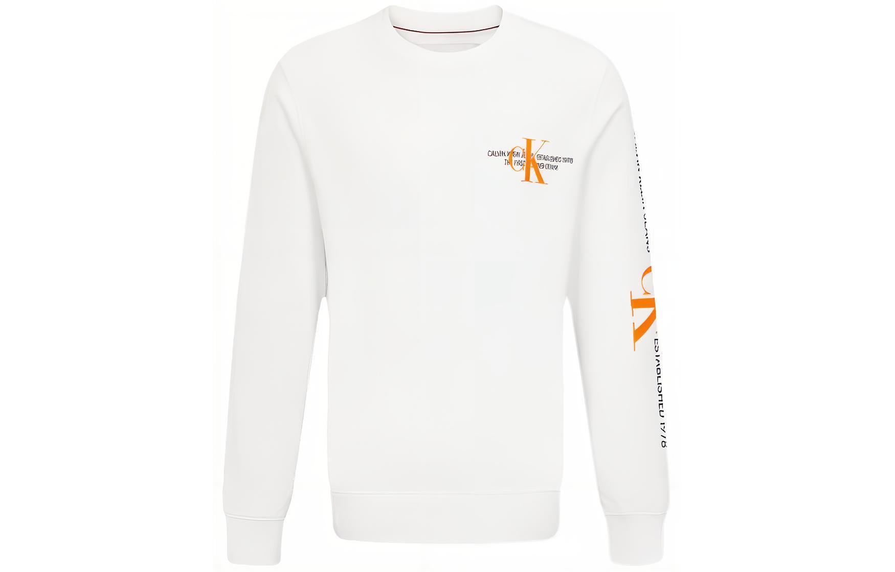 Calvin Klein Bold Overlap Print Cotton Crewneck Sweatshirt White () ZM01918-YAF