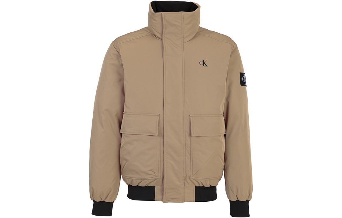 Calvin Klein Brown Windproof Logo Patch High-Collar Jacket J30J322181-GV7