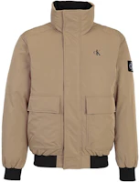 Calvin Klein Brown Windproof Logo Patch High-Collar Jacket J30J322181-GV7 Calvin Klein Brown Windproof Logo Patch High-Collar Jacket J30J322181-GV7