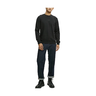 Calvin Klein Casual Cotton Contrast Knit Crewneck Sweatshirt Black ZM02080-BEH