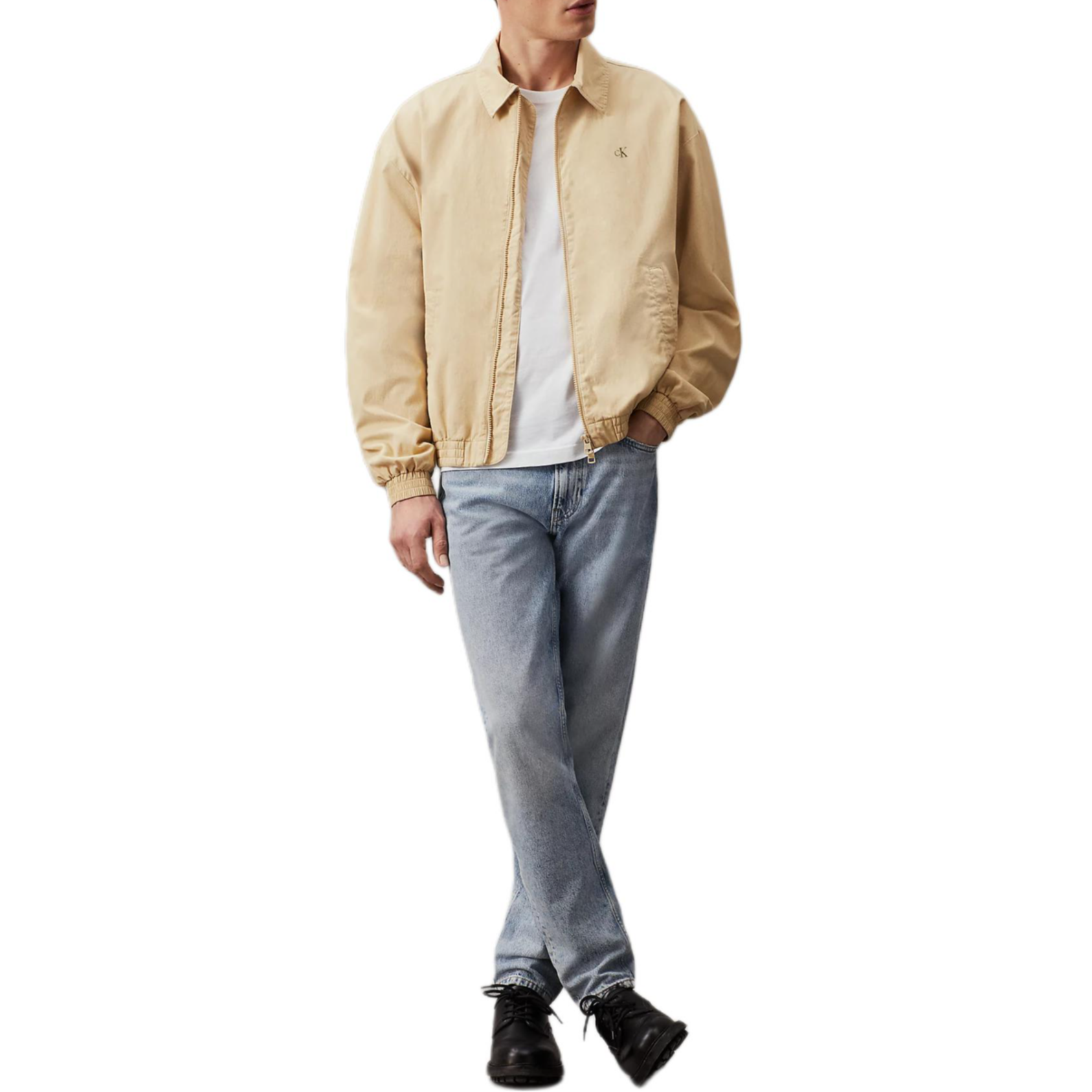 Calvin Klein Casual Cotton Zip-Up Loose Fit Jacket Light Khaki ( EU) J30J325591-RAE