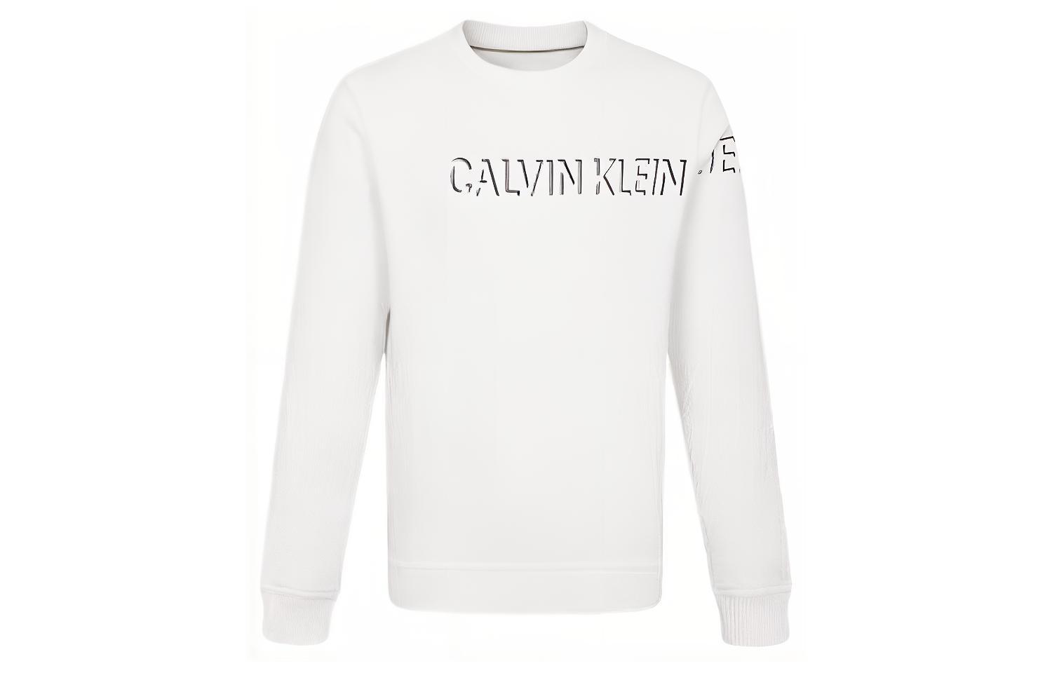 Calvin Klein Casual Crewneck Sweatshirt White with Colorblock Logo ZM02084-YAF