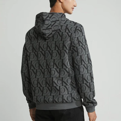 卡尔文克莱恩灰色休闲连帽卫衣黑色字母印花 40KC442-PCK Purchase 卡尔文克莱恩灰色休闲连帽卫衣黑色字母印花 40KC442-PCK