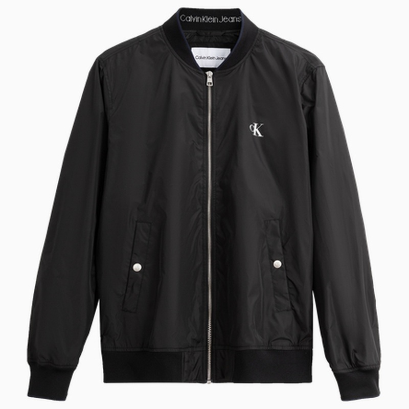 Lookbook Calvin Klein 休闲字母印花黑色飞行员夹克 J322260BEH